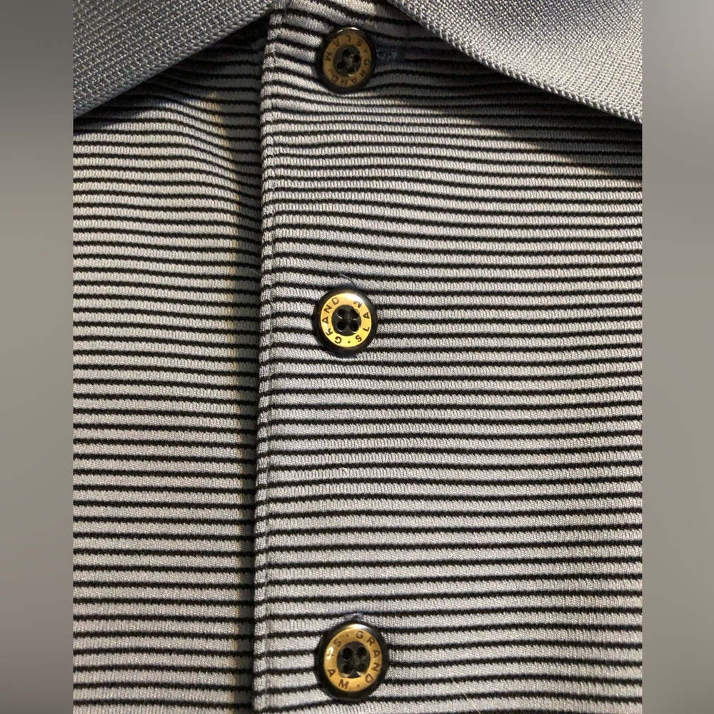 2X Men's Gray Striped Polo Shirt - Picture 7 of 13